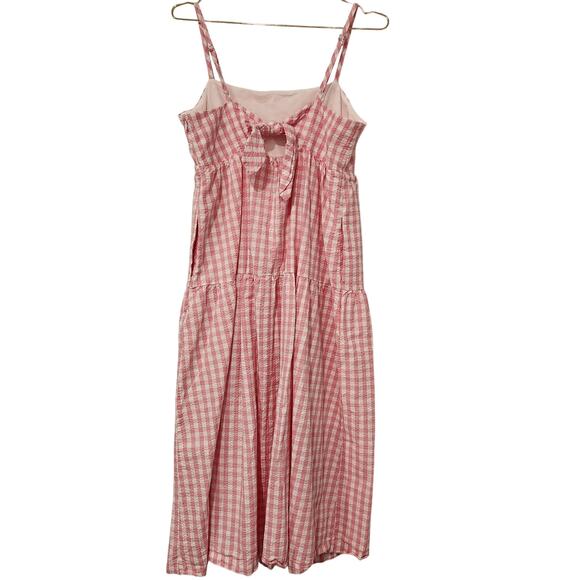 J. Crew gingham print cotton pink maxi dress size 14 - Picture 3 of 9